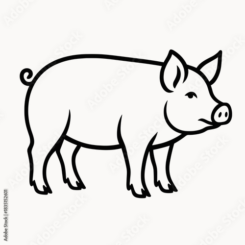 Vector illustration of a pig in minimal style with clean outline for cutting plotter