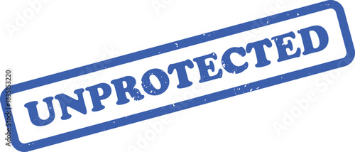 Blue Unprotected Rubber Stamp with Rounded Corners on White Background