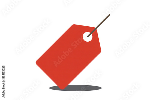 Vibrant red sale tag with string for pricing and retail promotions, perfect for advertising campaigns and seasonal discounts to boost sales for your business