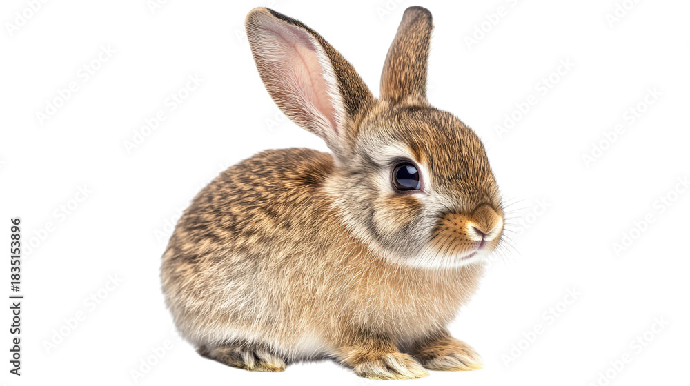 Obraz premium Brown rabbit with large ears isolated on a transparent background