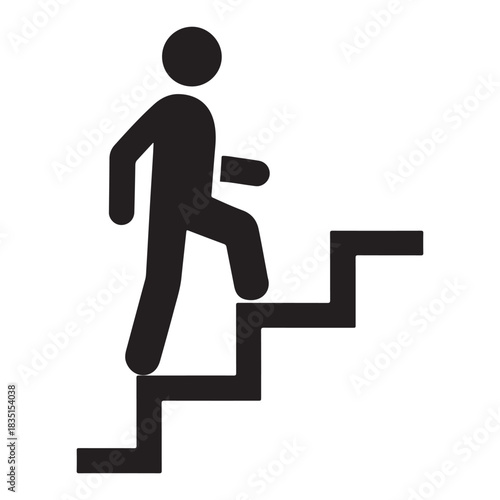 Person walking up stairs icon vector silhouette