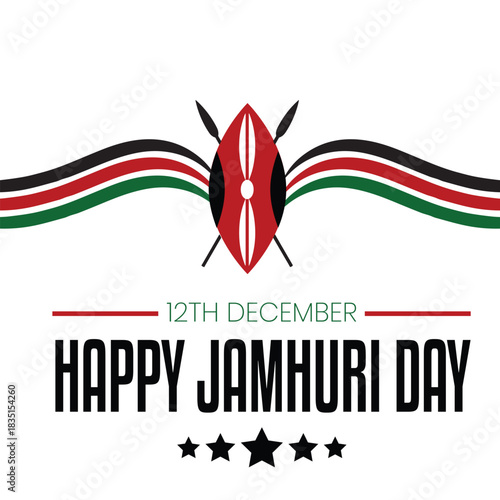 Kenya Happy Jamhuri Day december poster featuring kenyan flag and stars