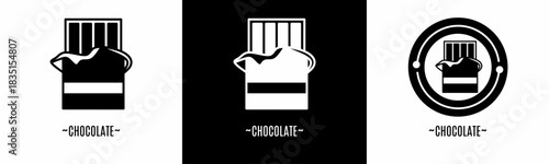 Chocolate logo set. Collection of black and white logos. Stock vector.