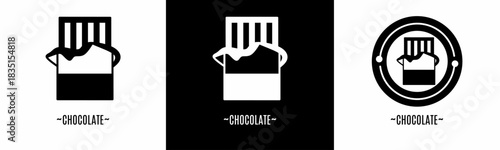Chocolate logo set. Collection of black and white logos. Stock vector.
