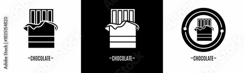 Chocolate logo set. Collection of black and white logos. Stock vector.