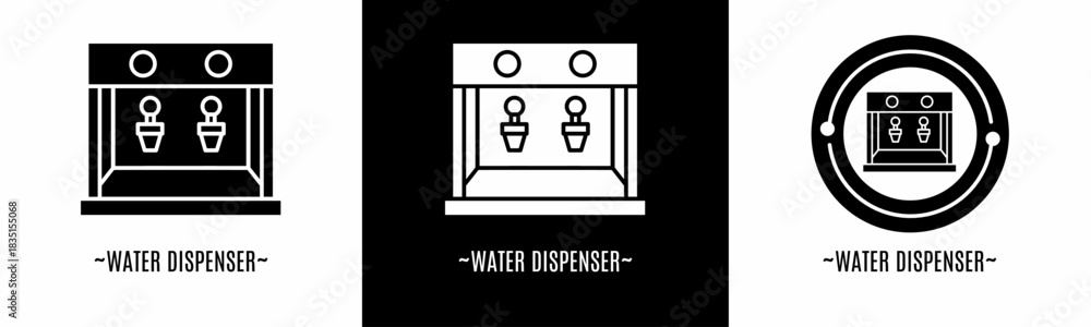 Fototapeta premium Water dispenser logo set. Collection of black and white logos. Stock vector.
