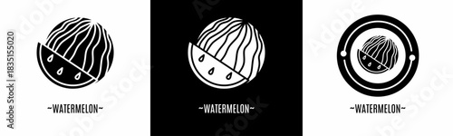 Watermelon logo set. Collection of black and white logos. Stock vector.
