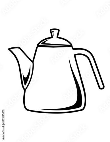 Isolated antique ceramic teapot and cup on a white background for a hot beverage