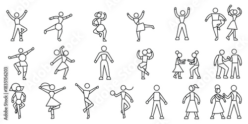 Architectural People Outline Vector Design: Artistic Human Figure Drawings for Architectural Planning and Landscape Design Representation. 