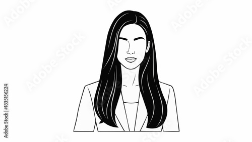 Elegant woman with long dark hair and a professional appearance.