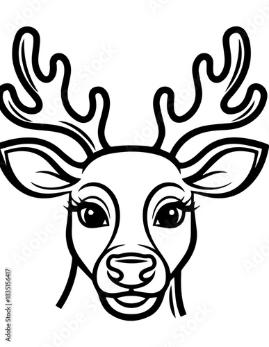 A cute brown deer cartoon vector illustration for Christmas and winter holidays
