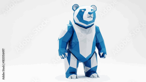 Modern geometric panda artwork in blue and white against a clean white backdrop