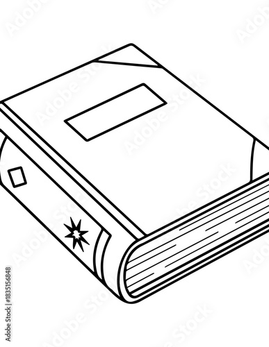 Vector illustration sketch of a stack of open books with a bookmark, blank pages, and an information icon, perfect for business and office document data