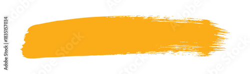 Orange paintbrush stroke. Painted ink brush line. Artistic grunge design element. Creative border frame for text, logo or banner. Drawn texture stain.