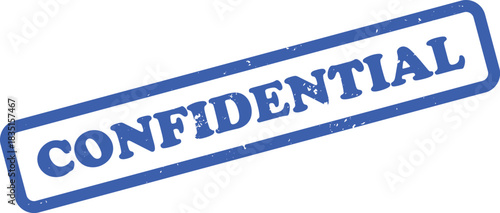 Confidential Stamp with Blue Ink and Grunge Texture on White