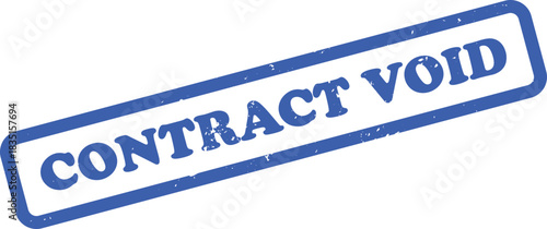 Contract Void Rubber Stamp in Blue Ink on White Background, Grunge Design
