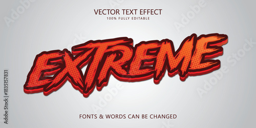 Extreme editable text effect, Modern 3d text style