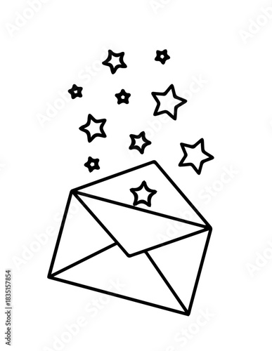 Open paper envelope with email icon vector illustration for mail and message communication post design