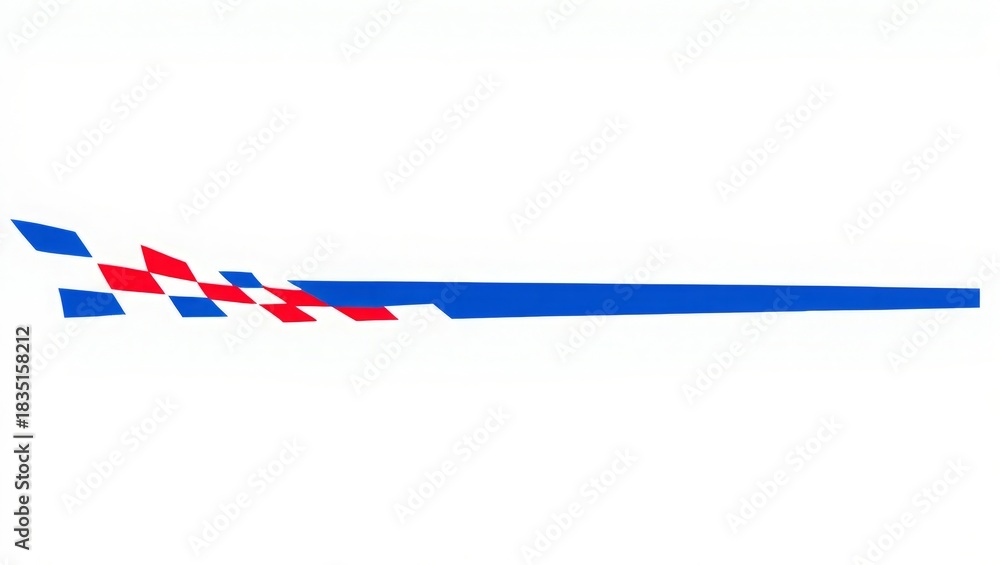 Fototapeta premium Blue and red checkered racing stripe graphic with motion blur