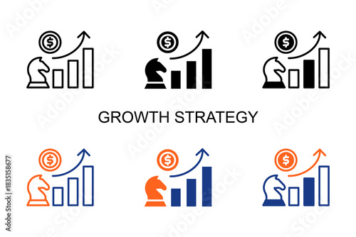 Growth Strategy Icon Multi Style Vector Illustration