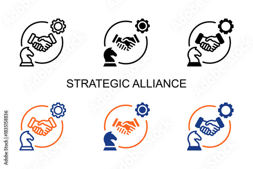 Strategic Aliance Icon Multi Style Vector Illustration