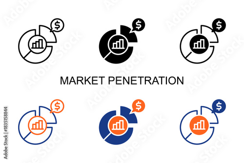 Market Penetration Icon Multi Style Vector Illustration