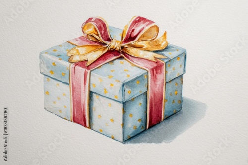 Watercolor New Year's illustration with New Year's gifts on a white background. AI generative.