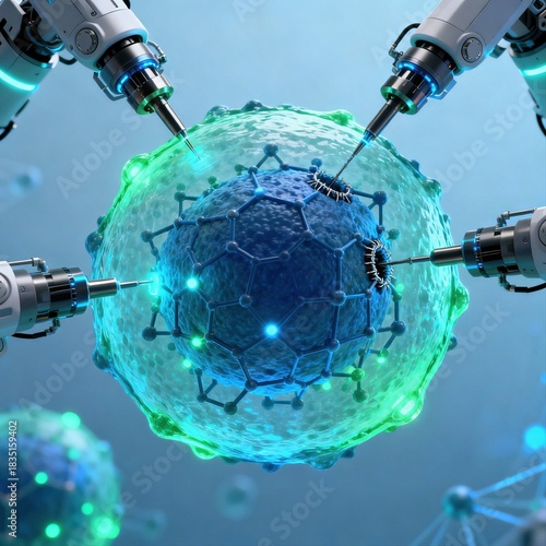 Nanorobots manipulating human cell structure for biotech research