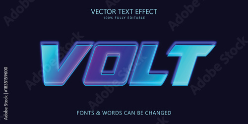 Volt editable text effect, Electric voltage text style.