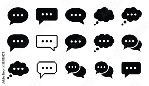 Speech bubble icon set. Talk cloud vector illustration. Chat box symbols. Message elements collection.