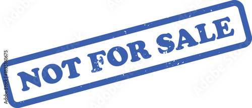 Distressed Blue Not For Sale Stamp with Rounded Rectangle Border on White