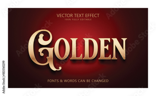 Golden editable text effect, Luxury gold text style
