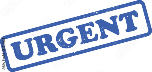 Distressed Blue Rectangular Urgent Stamp on Transparent Background Icon Symbol