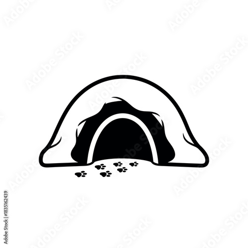 Animal Den Entrance with Paw Prints.