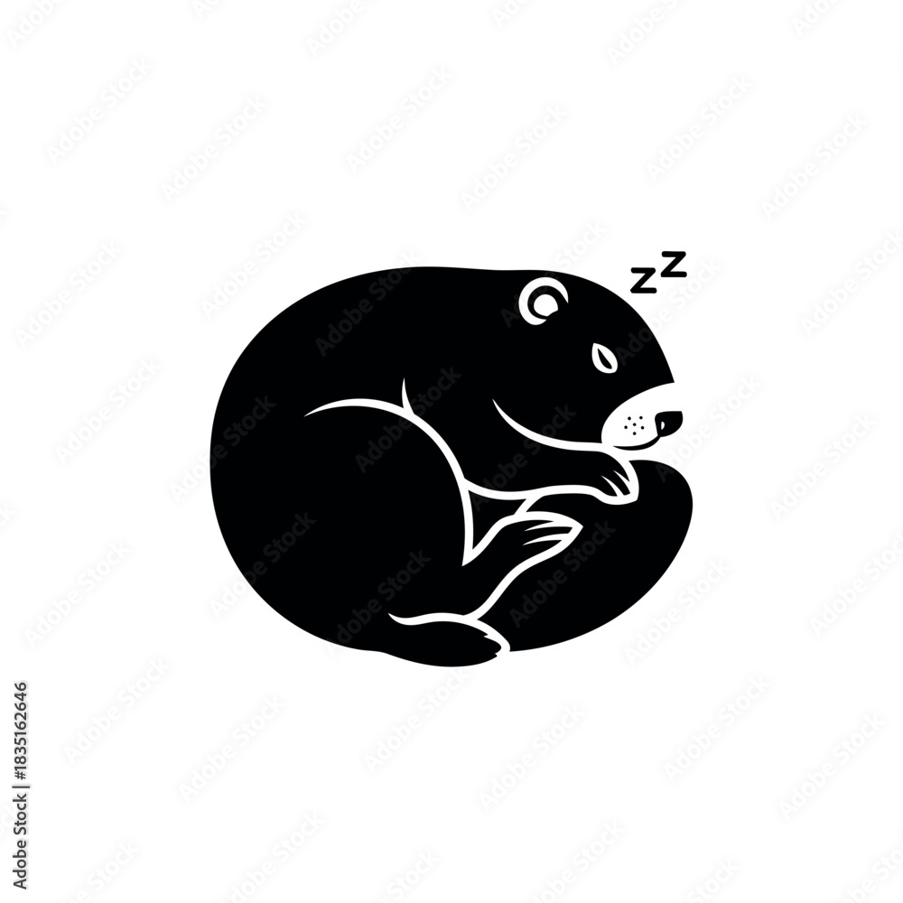 Fototapeta premium Minimalist Sleeping Beaver Logo Design.