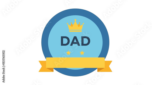 Best Dad Award Badge with Crown, Ribbon, and Stars for Father's Day Celebrations