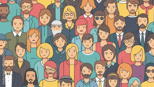 Diverse group of people representing community and togetherness in a crowd.