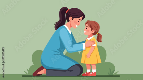 Mother and daughter sharing a loving moment with smiles and gentle touch