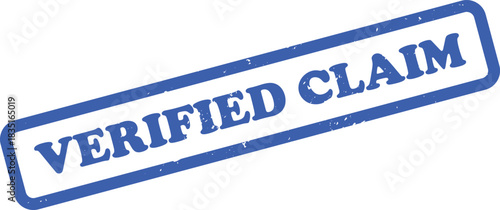 Distressed Verified Claim Rectangle Stamp Blue Ink Isolated on White Background