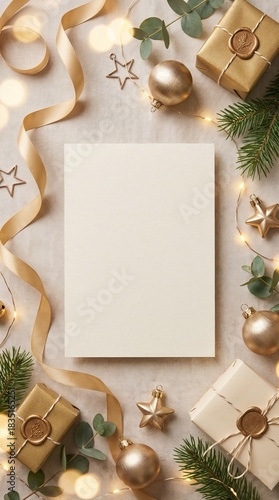 Wallpaper Mural Luxurious Festive Flatlay with Blank Voucher Card and Elegant Holiday Gift Elements Torontodigital.ca