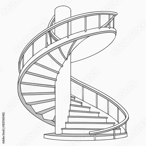 3D Glass Helix Column Vector | Transparent Spiral Structure | Futuristic Abstract Glass Geometry | Modern Architectural Helix Art | Isolated on Clean White Background