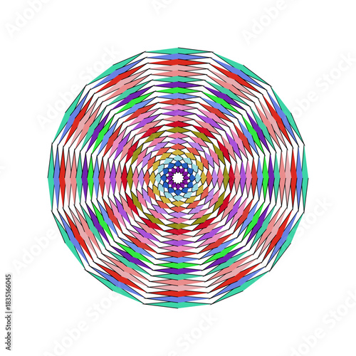 Colorful Geometric Kaleidoscope Pattern Abstract Mandala Design with Radial Symmetry