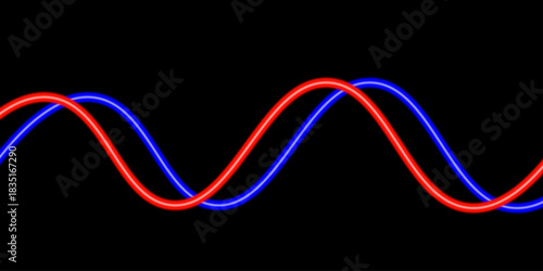Empty luminous light shapes for retro or futuristic design. Luminous blue lines of speed. Light glowing effect. Abstract motion lines. Abstract dark background with smooth glowing blue wave lines. 