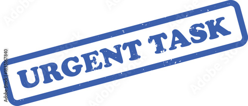 Grunge Blue Rubber Stamp with Urgent Task Text Isolated on White Background