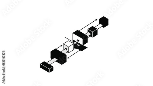 Abstract geometric diagram illustrating interconnected components and directional flow