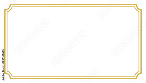 Obraz na płótnie Horizontal vintage gold frame for web presentation png, Rectangle border in oriental style isolated on transparent background