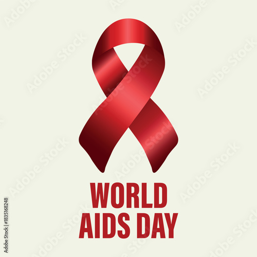 Aids awareness red ribbon vector illustration. World aids day support and solidarity.