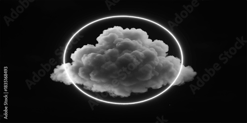 A bright blue sky with fluffy white clouds forming the shape of a brain and smoke