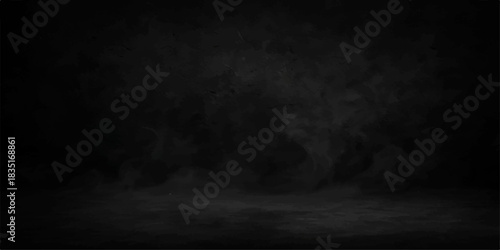 Dark grunge film background featuring abstract black smoke and bright, slow motion steam texture