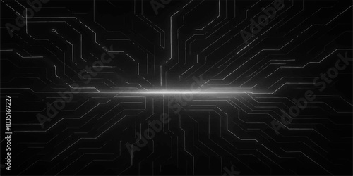 Circuit board background with abstract blue technology lines, digital pattern, and a glowing concept design